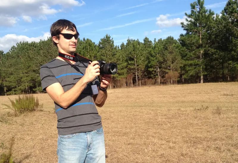 Chris recording a video