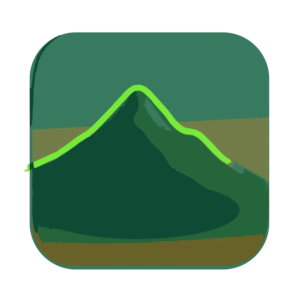 Bold outline sketch of mountain peak on dark background